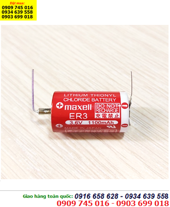Maxell ER3, Pin Maxell ER3 lithium 3.6v size 1/2AA Made in Japan